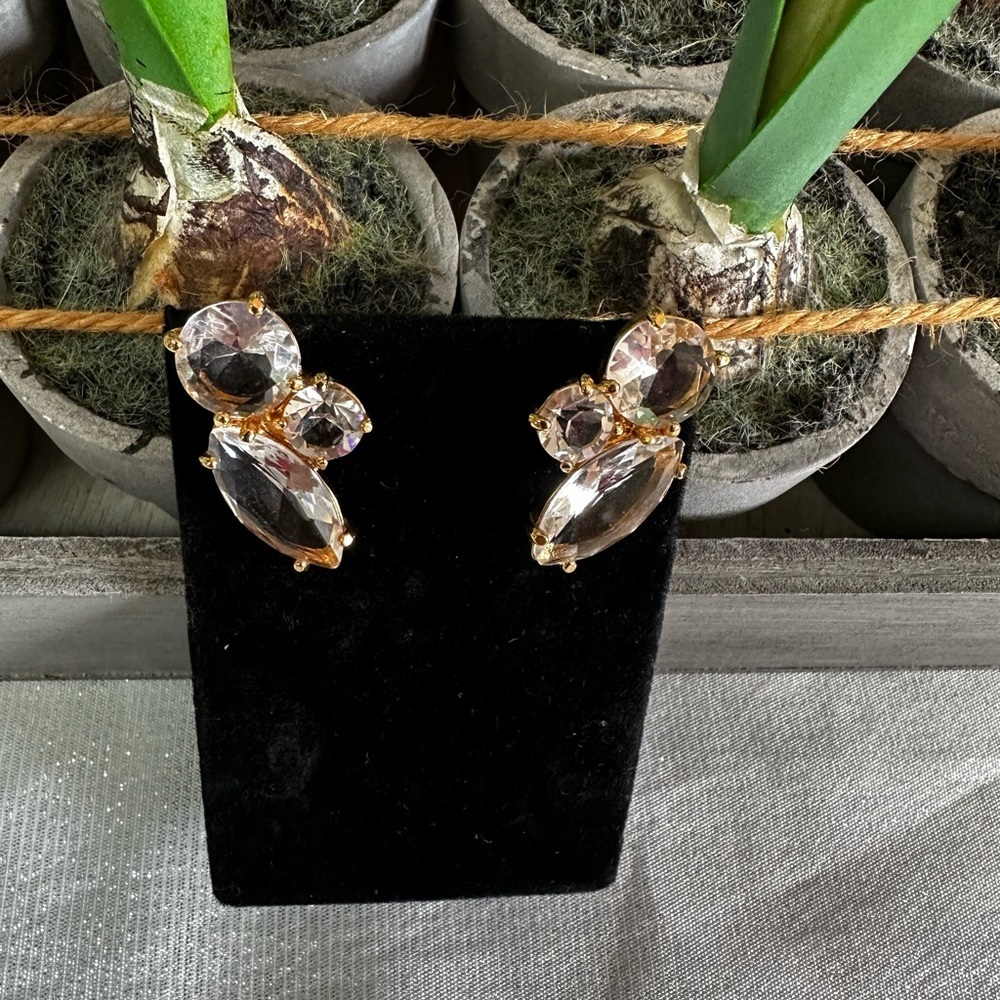 E45- BCBG gold plated with gorgeous crystal Earrings in Excellent condition